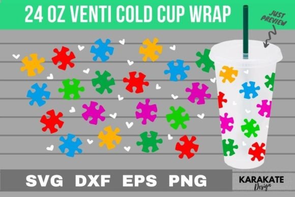 Awareness Jigsaw Cup Wrap: Graphics for Crafts Branding