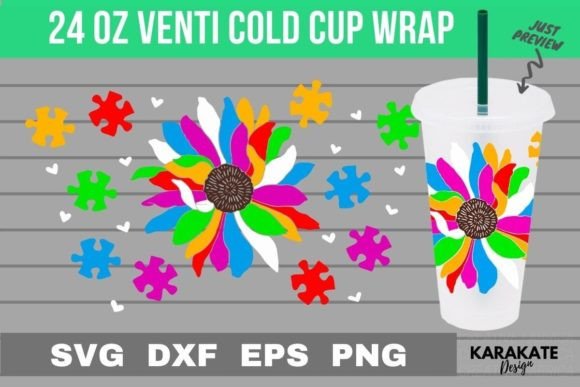 Awareness Sunflower Venti Cup Wrap for Graphics & Crafts