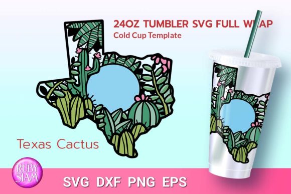 Cactus Lovers, Texas Cactus, 24oz Cup Graphics & Tumbler Wraps