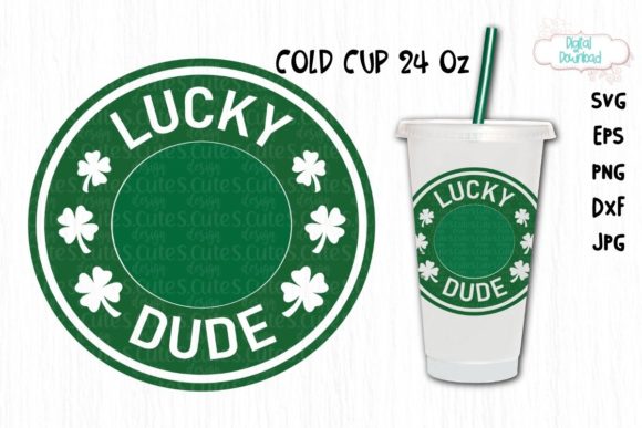 Cup Ring 24 Oz Svg, Lucky Dude Cup Ring Illustrations