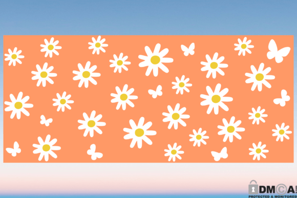Daisy Butterfly 16oz Glass Wrap: Graphics & Print Templates