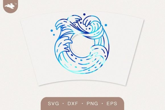 Ocean Wave Circle Cup Wrap: Graphics for Coastal Crafts