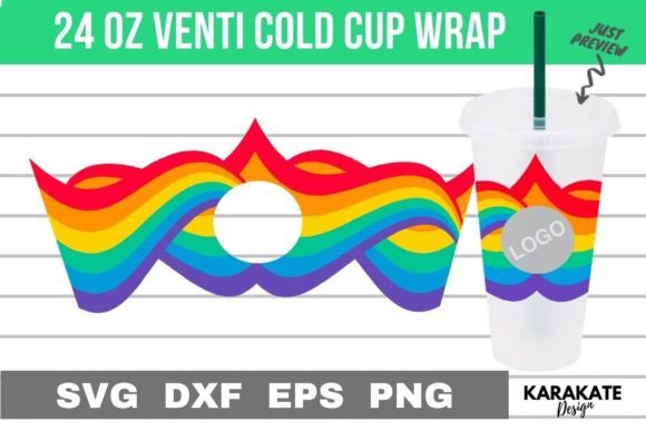 Rainbows, 24 Oz Venti Cup Hole Wrap SVG: Graphics & Crafts Review