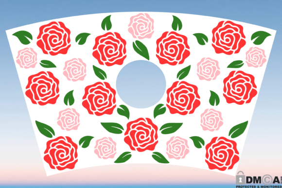 Roses Floral 24oz Venti Cup Wrap in Embroidery