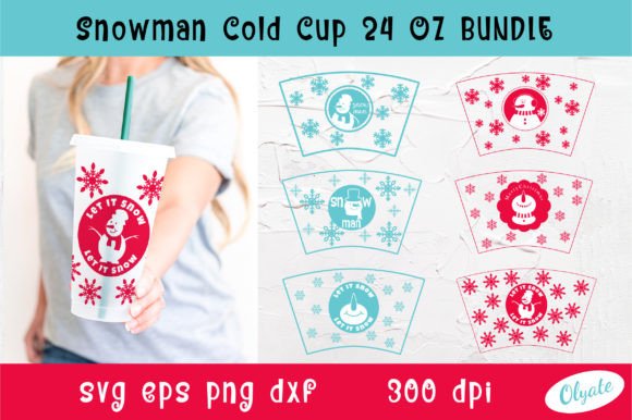 Snowman Cold Cup 24 OZ SVG: Winter Crafts Graphics