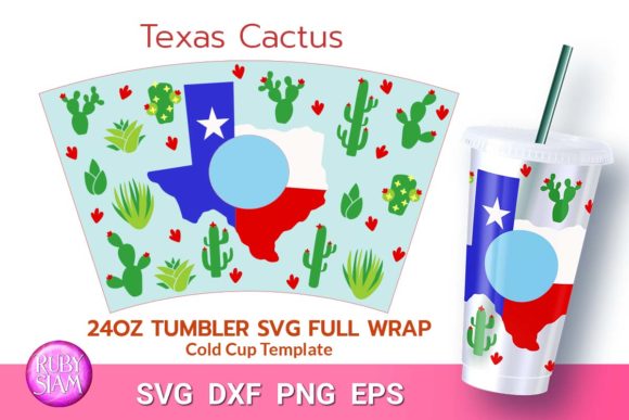 Texas State Map Cactus Lovers Tumbler Wrap Graphics
